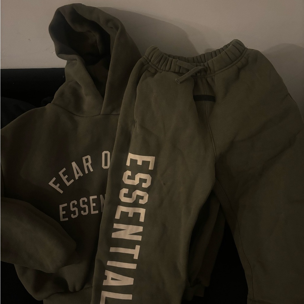 Fear of God Kids Matching Set in Olive Green with White Logo